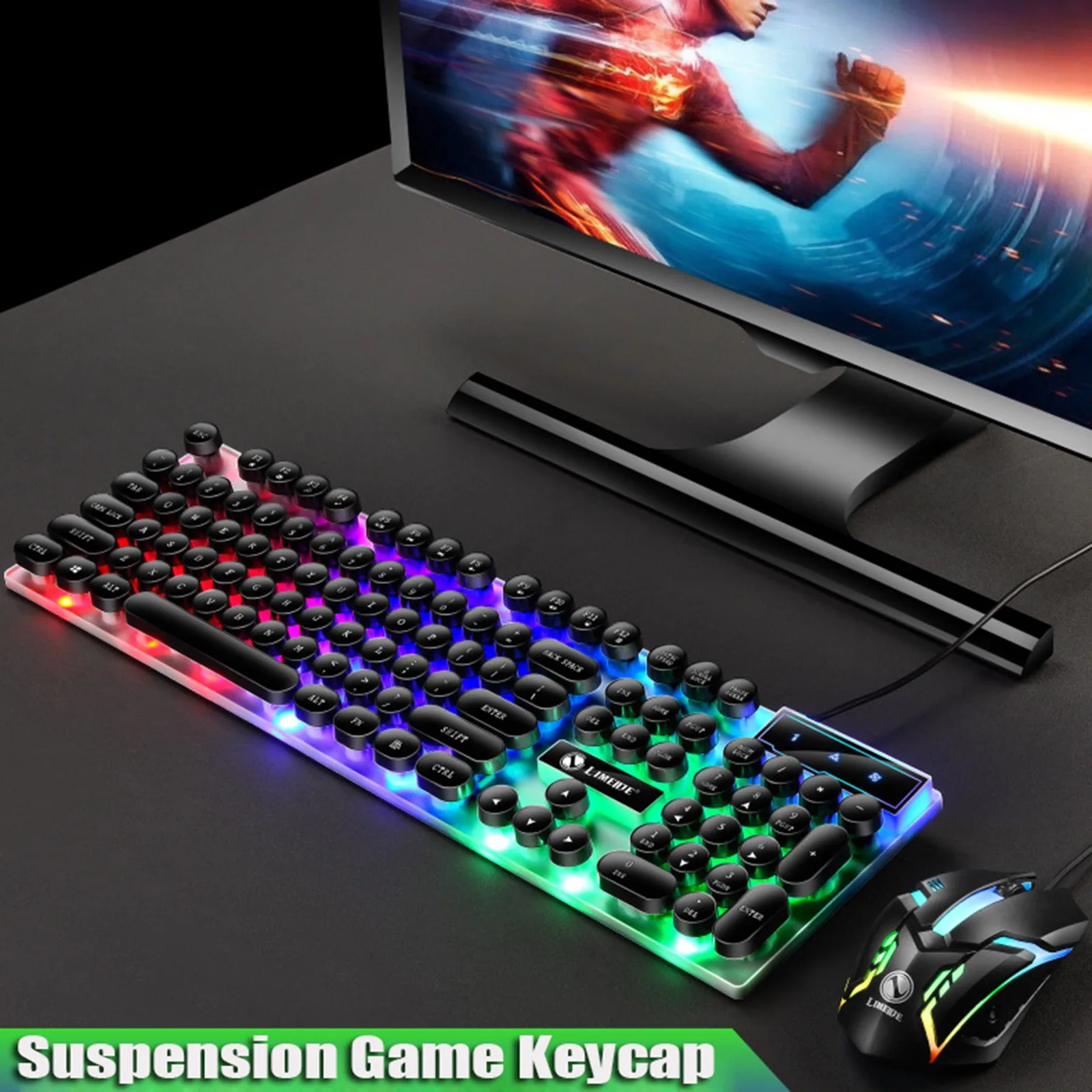

GTX300 Backlight Usb rgb Gaming Keyboard 104 keys1200Dpi Bedraad Toetsenbord for Desktop Durable Mouse Set for Voor Computer