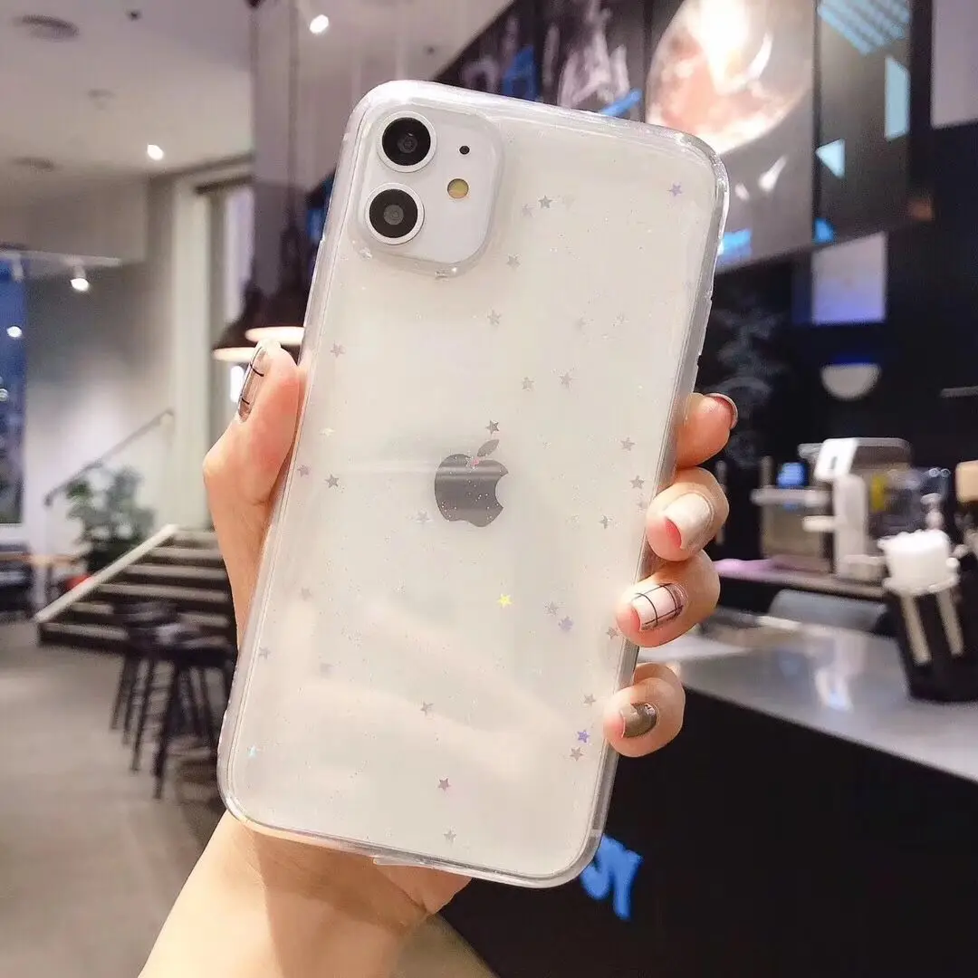 Прозрачный мягкий чехол LOVECOM из ТПУ для iPhone 11 Pro Max XR XS 6 6S 7 8 Plus блестящий