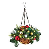 christmas decorative flower basket pine branch berry hanging basket storage pots for front door wall party decorations