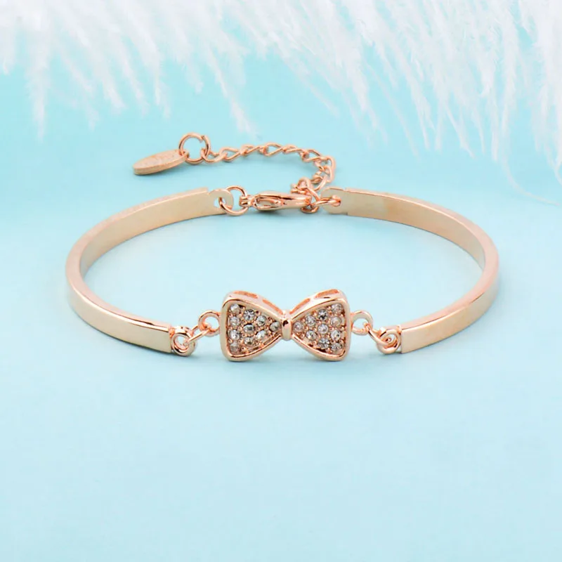 Просвет очаровательные кубического циркония бантом браслеты для женщин с розой