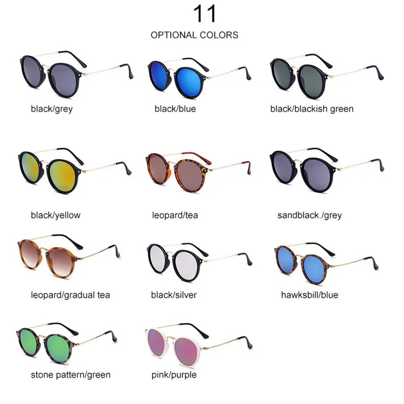 Солнцезащитные очки унисекс круглые зеркальные с отражающей оправой UV400