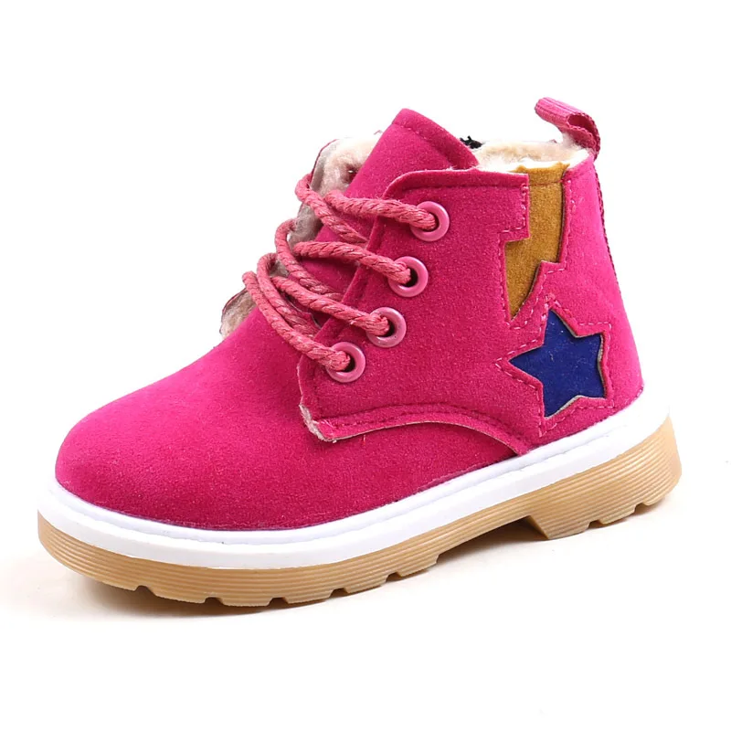 Rose COZULMA Winter Baby Boys And Girls Shoes Boots Kids Fashion Snow Boots Children Warm Plush Cotton Thick Soft Shoes for 1-8 Years - Цвет: Rose