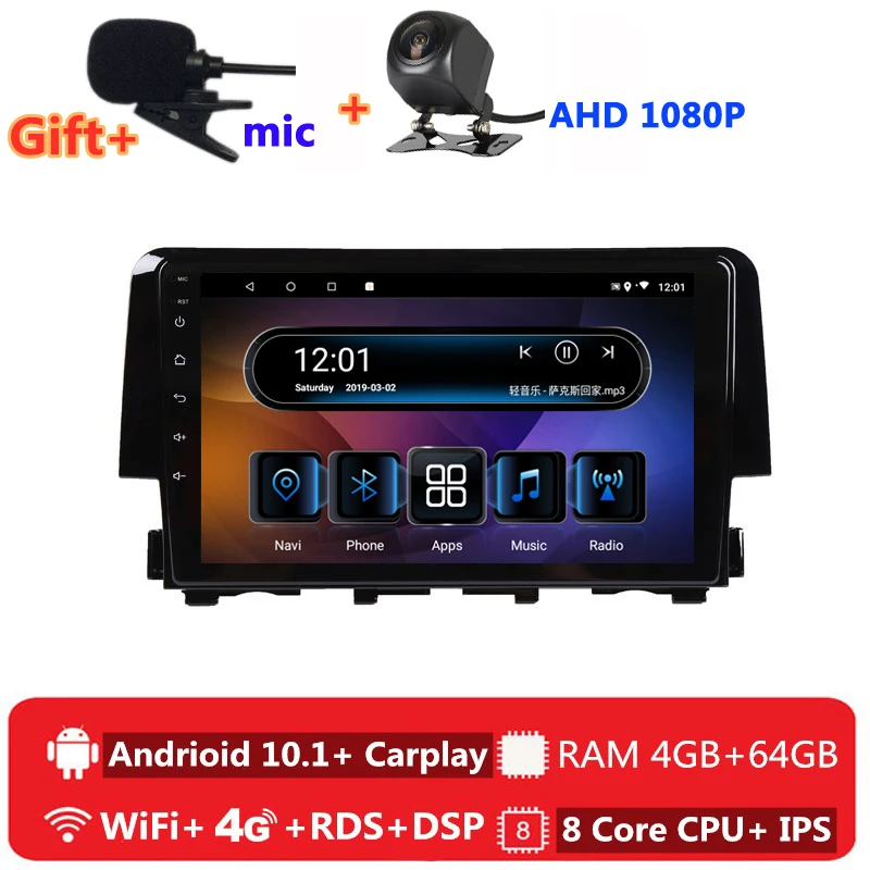 2 din 8 ядер android 10 автомобильное радио авто стерео для Honda Civic 2015 2016 2017 2018 2019