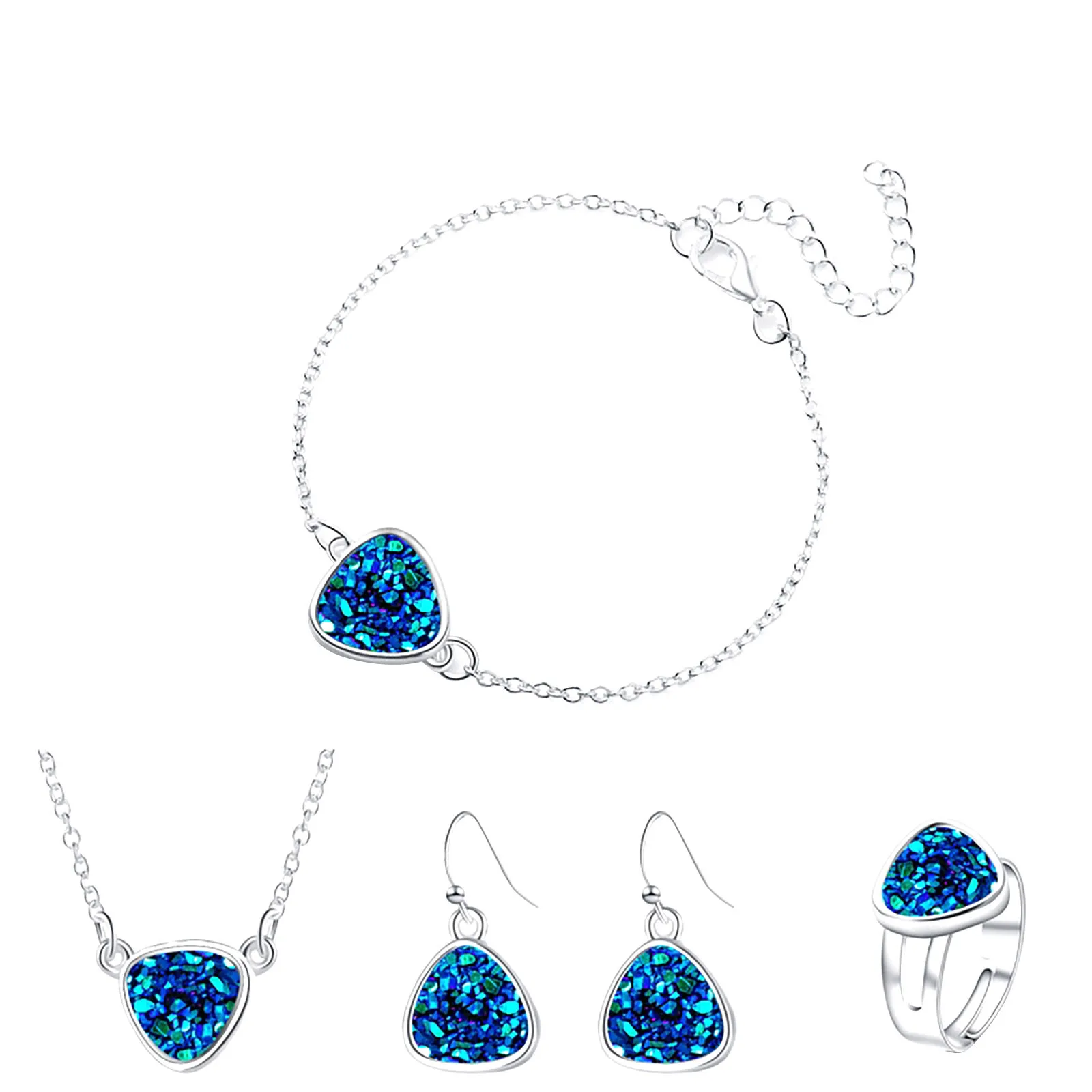 Модный Красочный Кристалл кластер кулон ожерелье серьги браслет кольца набор