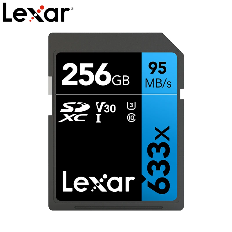 Карта памяти SD Lexar 633X 128 ГБ 256 512 Гб класс 10 V10 U3 SDHC SDXC UHS-I 95 МБ/с./с 32 64 для DSLR HD 1080p 3D 4K
