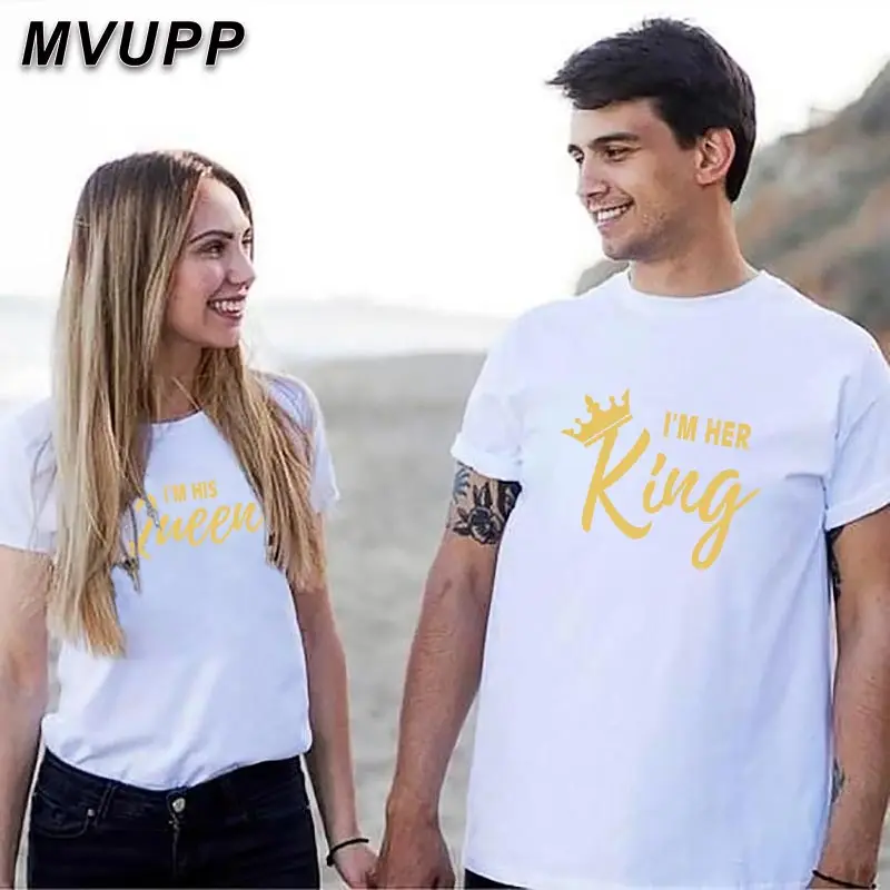 Парная футболка для королевской королевы Одинаковая одежда влюбленных пар