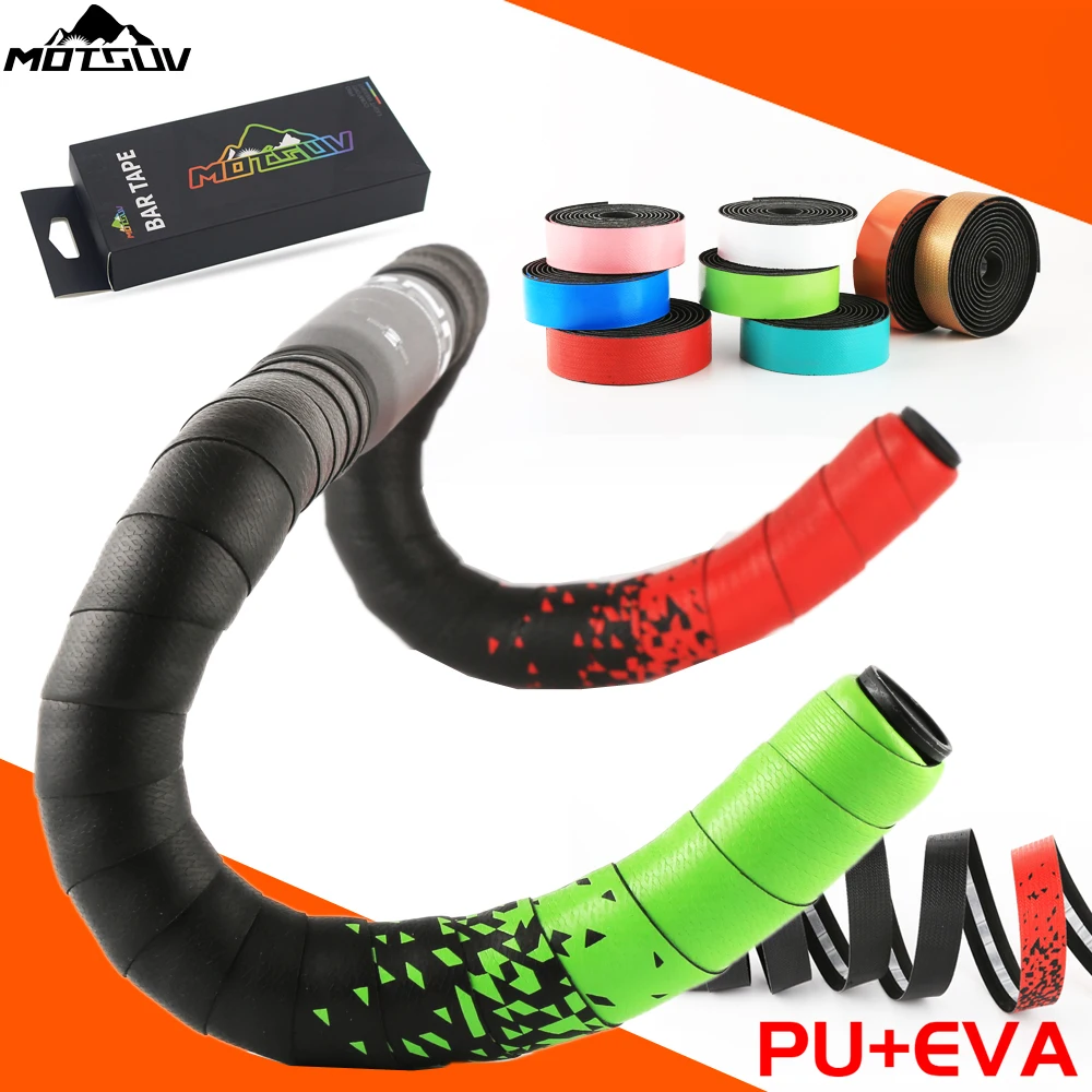 

MOTSUV Bicycle Handlebar tape Road bike Camouflage handle belt warp with bar plugs 1 pair PU+EVA racing Grip bicycle Accessories