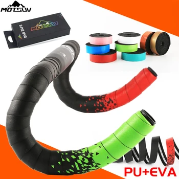 MOTSUV Bicycle Handlebar tape Road bike Camouflage handle belt warp with bar plugs 1 pair PU+EVA racing Grip bicycle Accessories 1