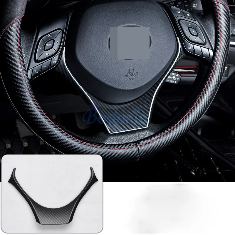 steering wheel trim Для Toyota C-HR CHR C HR углеродное волокно противотуманная фара ручка боковое крыло заднего вида крышка автомобиля Стайлинг Аксессуары - Цвет: steering wheel trim