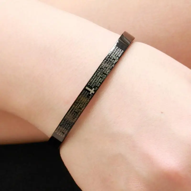 Крест Библии на английском титановая сталь браслет католический религиозный