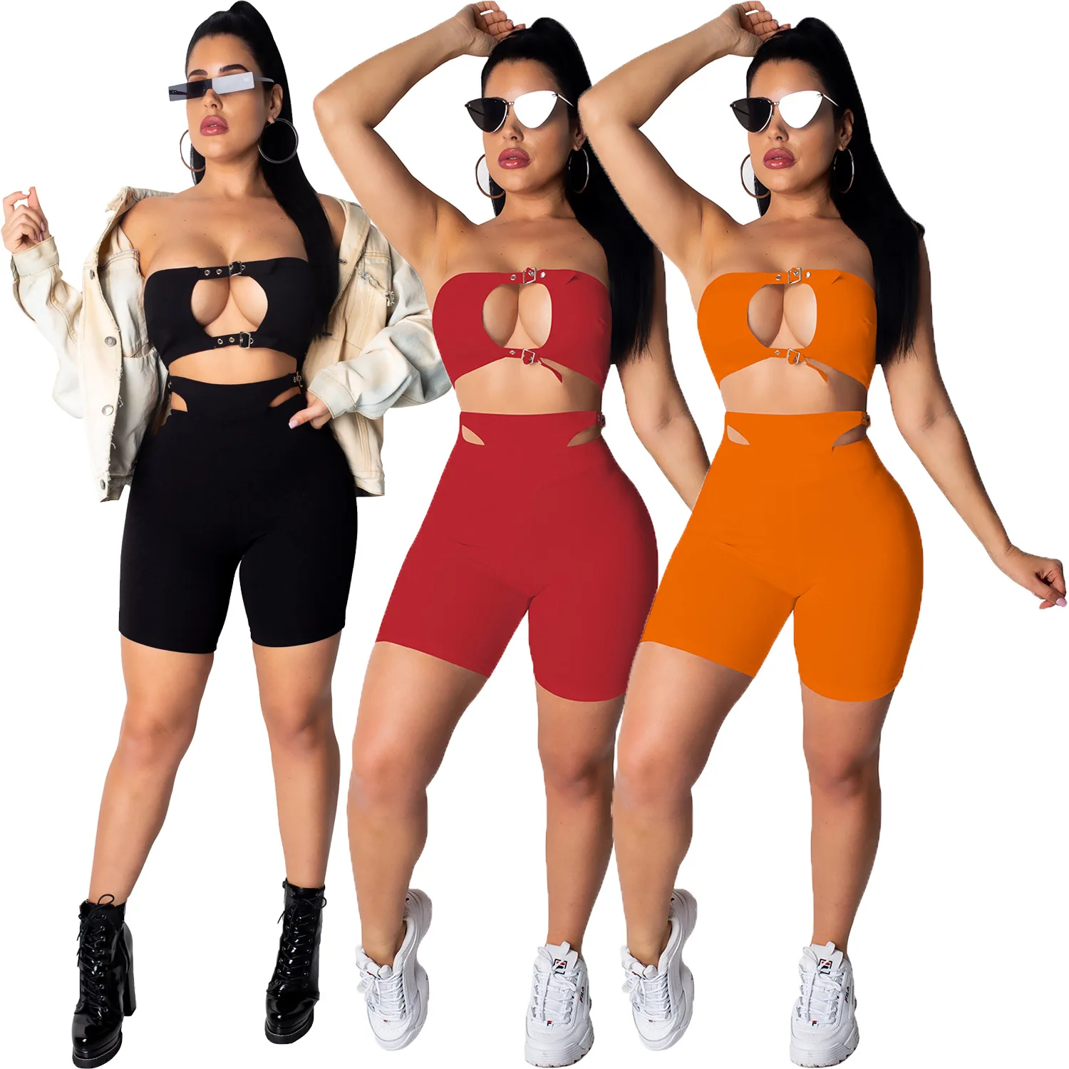 

Vetement Femme 2021 Three Color Two Piece Suit Tracksuit Women Suit Female Shorts Sets Conjunto Moletom Feminino Pant Suits