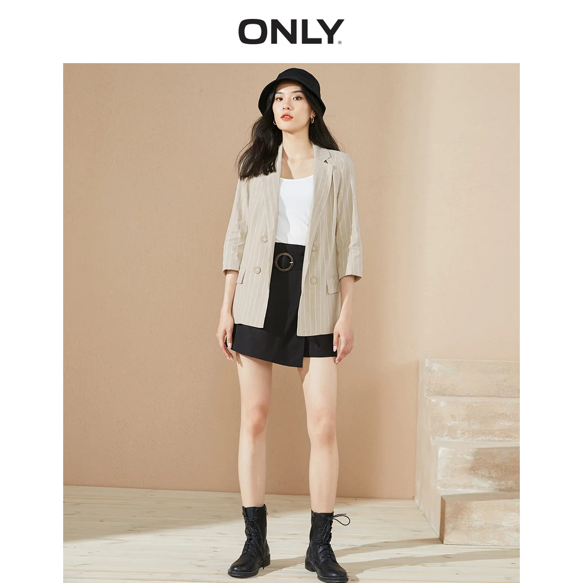 Женская Полосатый костюм куртка свободного кроя | одежда