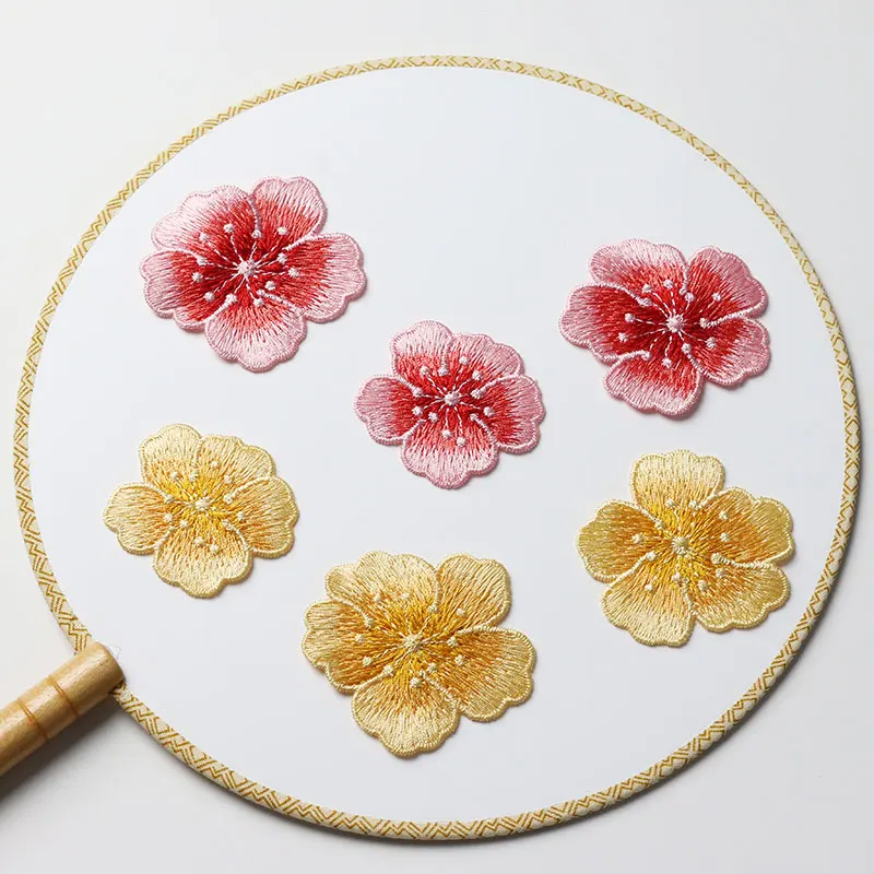 

20pcs/pack Plum Flower Embroidered Lace Patches DIY Cloth Hole Repair Applique Sewing On Patch Valla VV064815