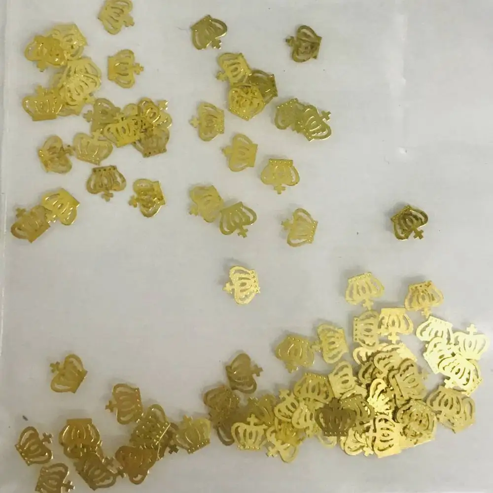 Gold Metal Nail Decals Ultra-thin Flakes Nail Bling Rhinestone Cute 3D Nail Art Decorations Charm Nail Art OPP Bags Packing