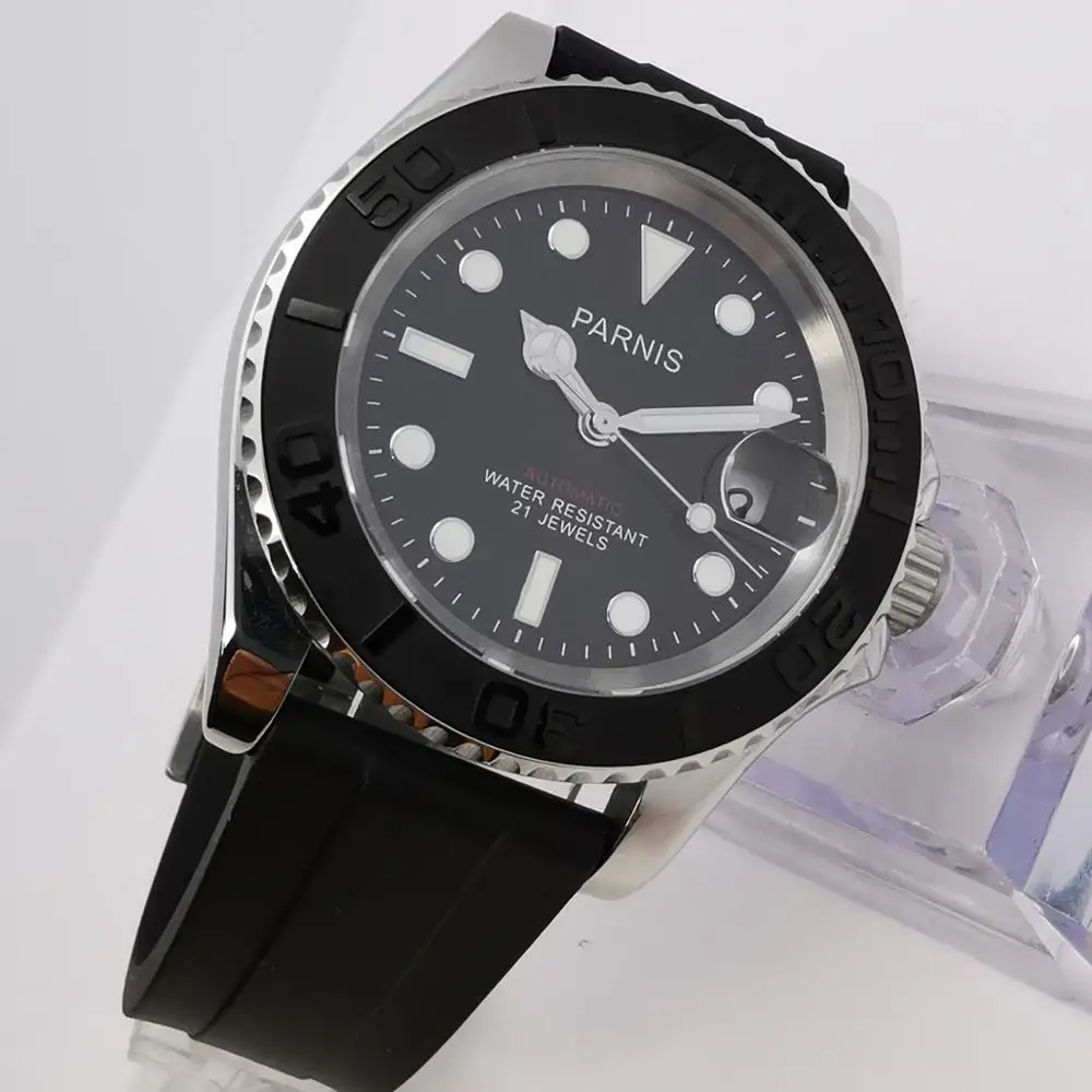 Мужские автоматические механические часы с календарем и сапфировым ремешком 41