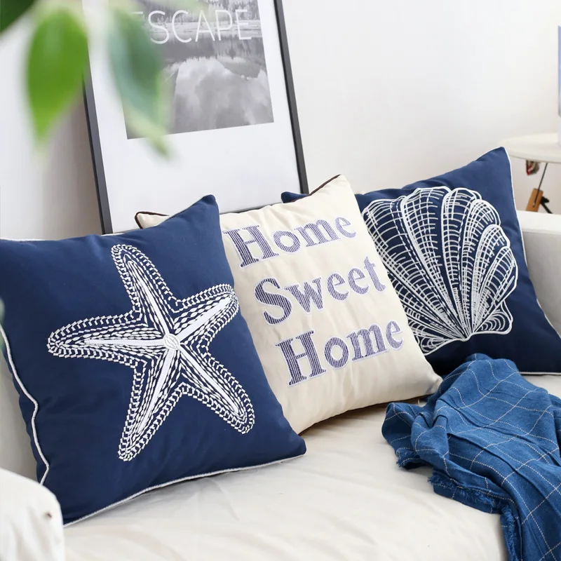 Чехол для подушки с вышивкой морской звезды чехол из раковины домашний