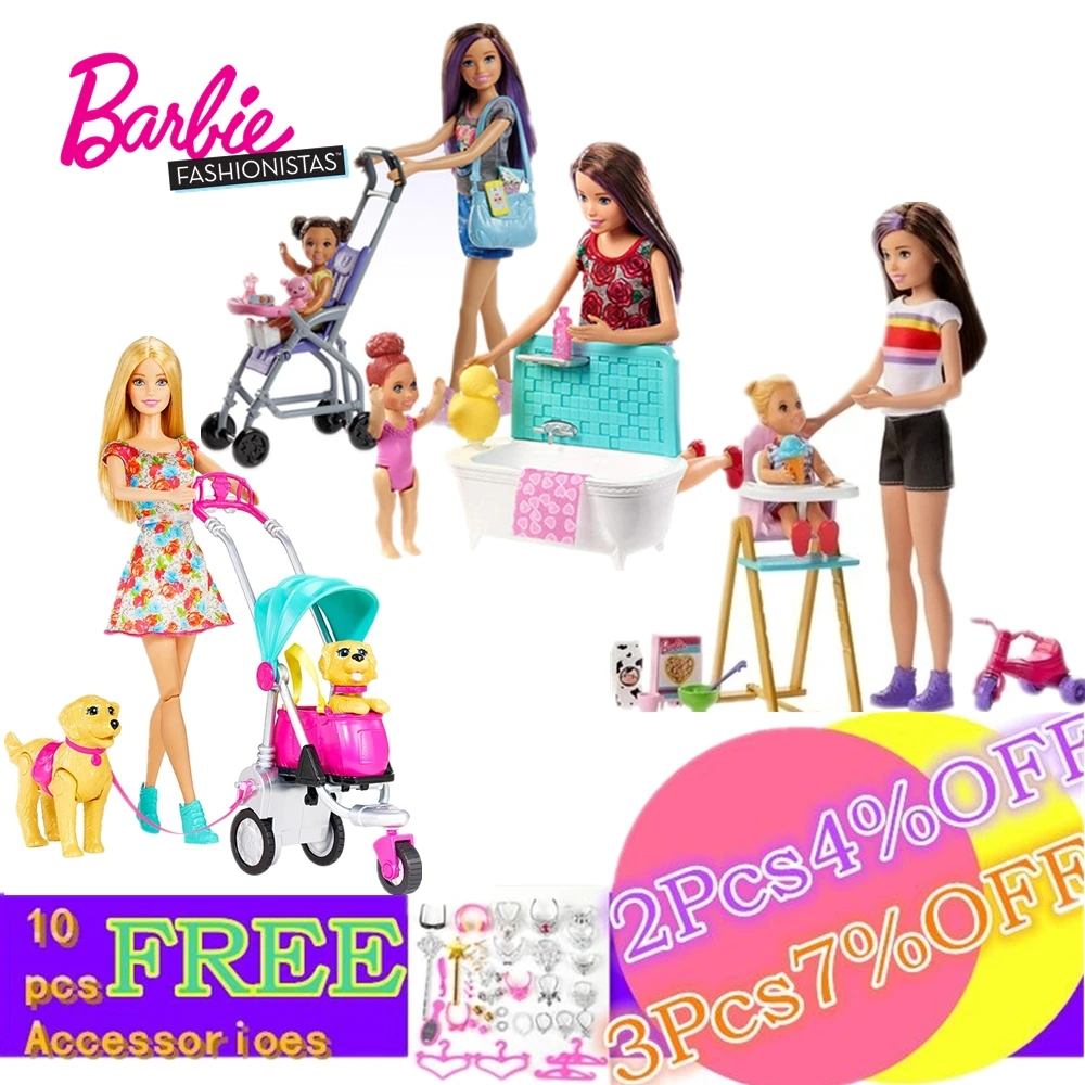 

Original Genuine Barbie Doll Baby Nursery 3 Style Gift Set Barbie Take Care of the Baby Girls PlayToys Birthday Gift FJB00