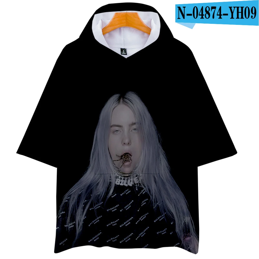 Красный Billie Eilish 3D толстовки Новинка короткий рукав мода лето/весна футболка классная и дышащая футболка с коротким рукавом - Цвет: Красный