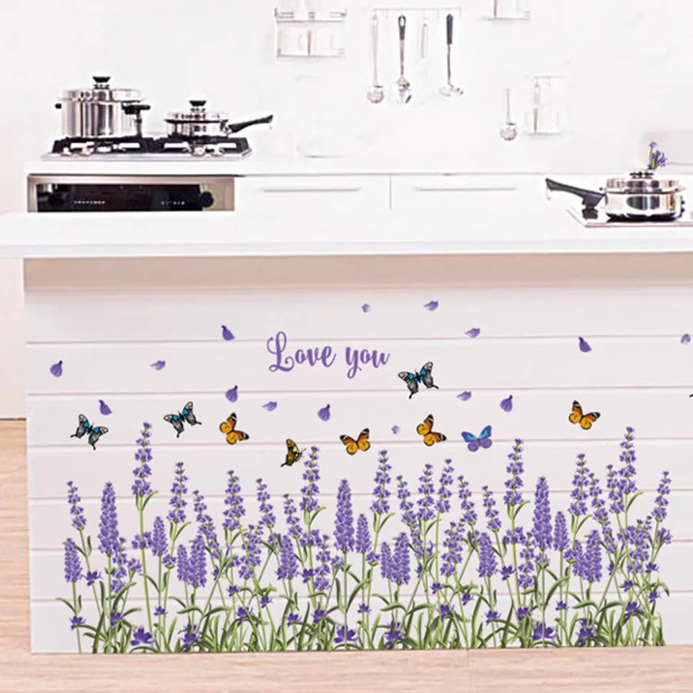 Новый DIY настенные Стикеры обои с лавандой все матч Стиль искусство панно