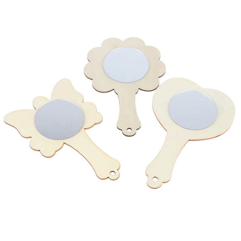 

1Pcs Handmade Creative DIY White Wood Mold Mirror Painting Handmade Craft Toys