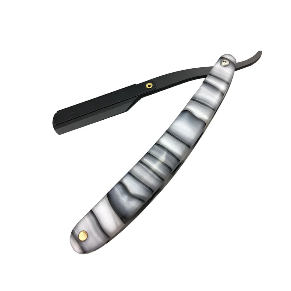 

2pcs Acrylic Handle Chic Straight Barber Edge Steel Razors Shaving Folding Men Vintage Straight Edge Metal Hair Shaper