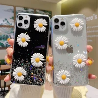 gradient glitter diy daisy transparent phone cases for iphone 12 11 pro max xr x xs max 7 8 6 plus cute soft back cover
