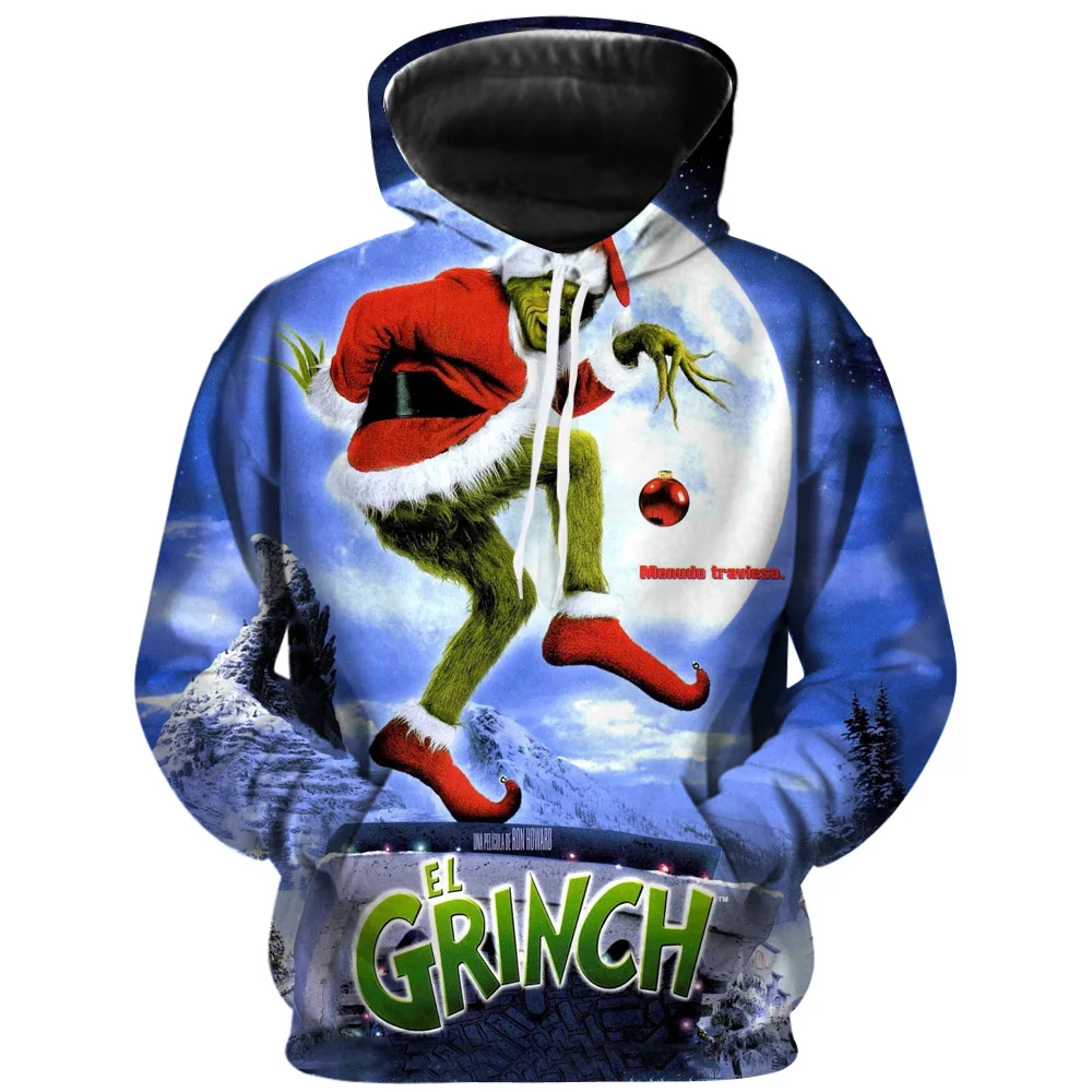 How the Grinch палантин с рождественским принтом Мужские Толстовки Новая мода Забавный