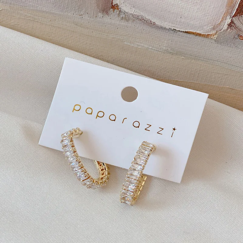

ZDMXJL Women's Earrings Shining Crystal C Shape Temperament Elegant Dangle Earrings for Women Wedding Party Jewelry Gift
