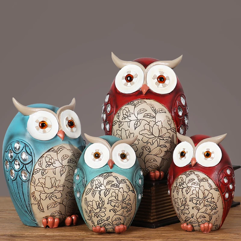 Ретро Ностальгический Декор совы статуэтки животных полимерные миниатюры