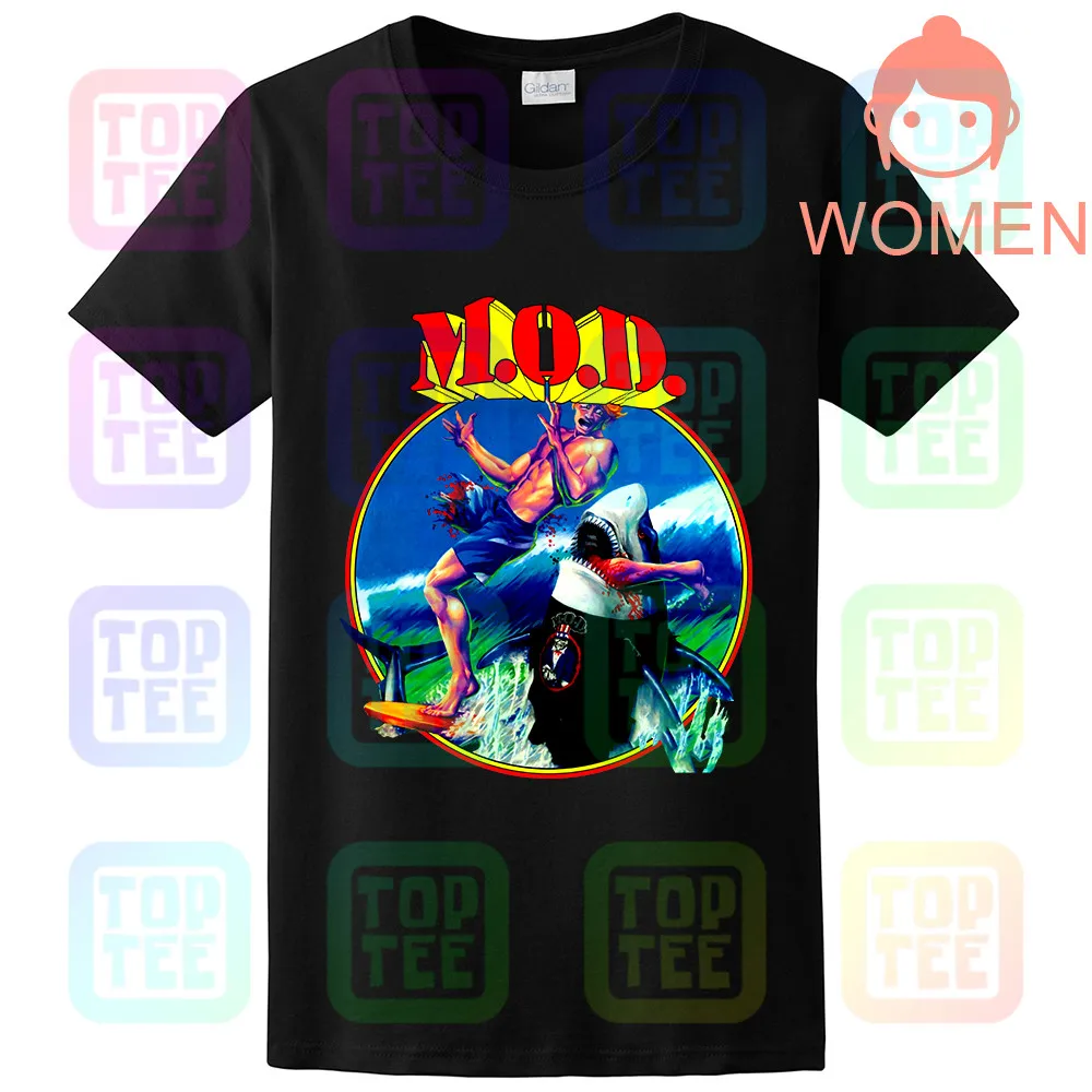 Women Black M.O.D. SURFIN' M.O.D. Метод уничтожения S.O.D. Новая Серая Футболка CROSSOVER - Цвет: Women Black