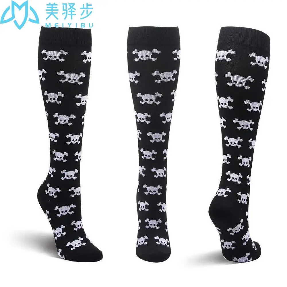 

200 Pairs Compression Stockings Men Women Running Stripes Dot Love Claws Stars Sport Flight Nylon Varicose Veins Knee Long Socks