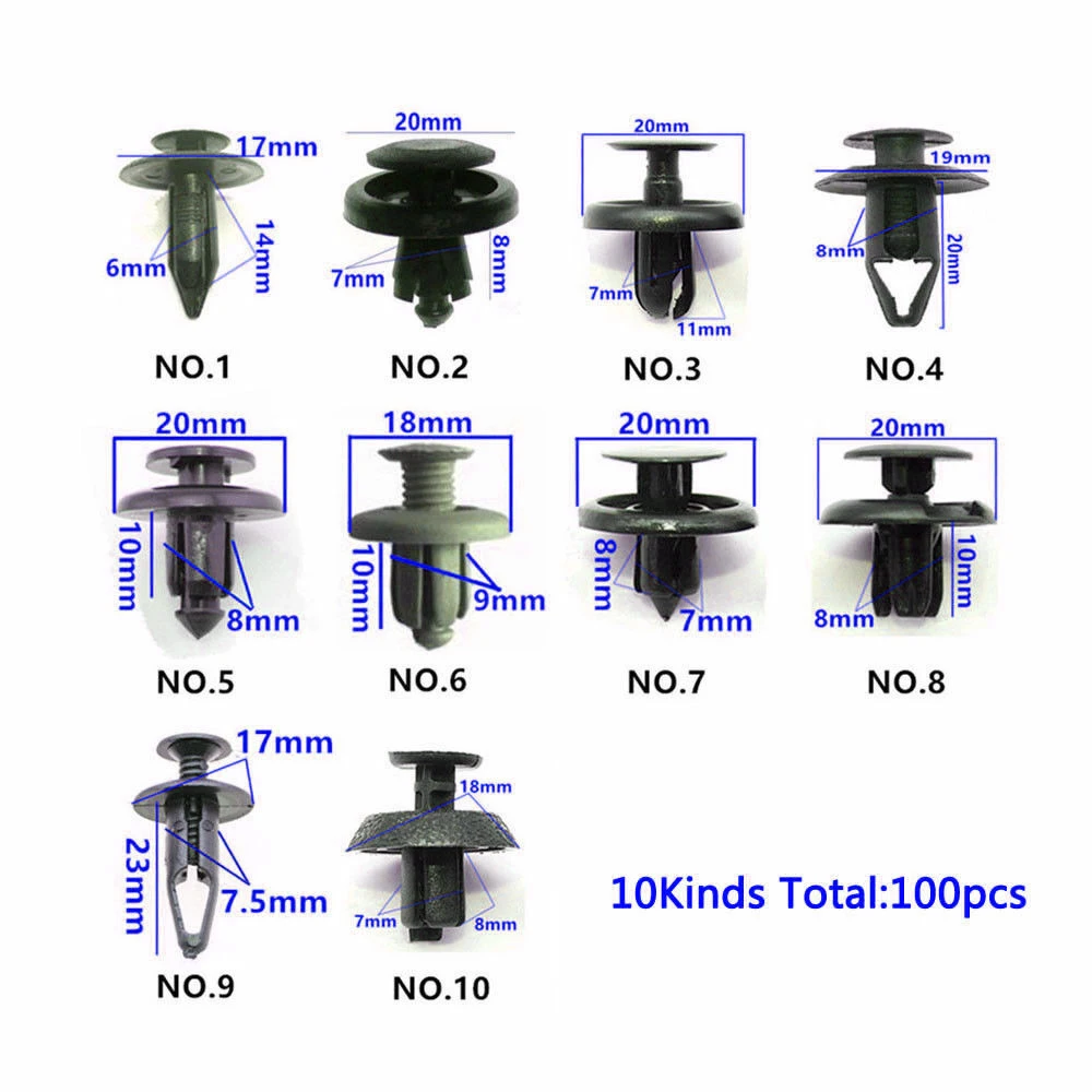 

Rivets Fastener Clips Screw Trunk Accessory Bumper Fender Mixed Plastic