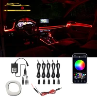 lvtusi app control fiber optic el neon tube light car interior light bar 5 in 1 multi color rgb led car atmosphere light 12v