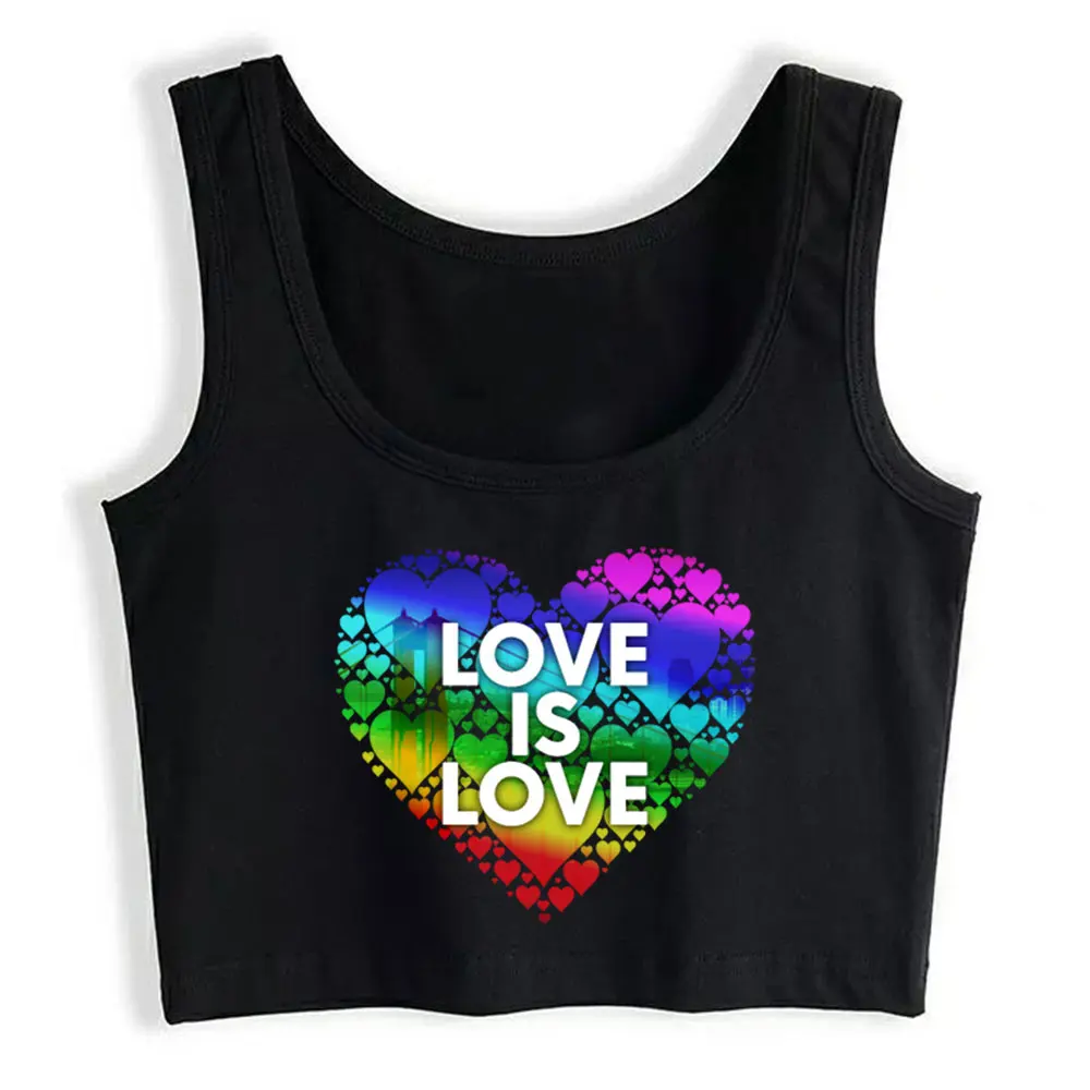 

Boho Crop Top Love Is Love Sf Basic Inscriptions Print Y2k Tops Womens Tops blusas mujer de moda 2021 verano Gym Tank Top Women