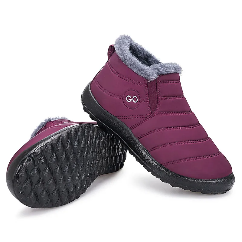Wine Red(GO) Г., сохраняющие противоскользящую подошву, водонепроницаемые зимние сапоги женские теплые зимние сапоги с плюшевой подкладкой однотонная женская обувь, большие размеры - Цвет: Wine Red(GO)