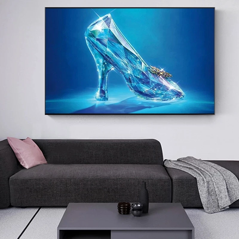 

Home Decor Wall Art Cinderella's Glass Slipper Canvas Painting Print Disney Posters Modular Picture Cuadros For Bedroom No Frame
