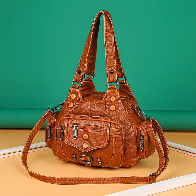 

Fashion large capacity soft leather women's handbag simple versatile lightweight Messenger Bag women retro shoulder vintage bag