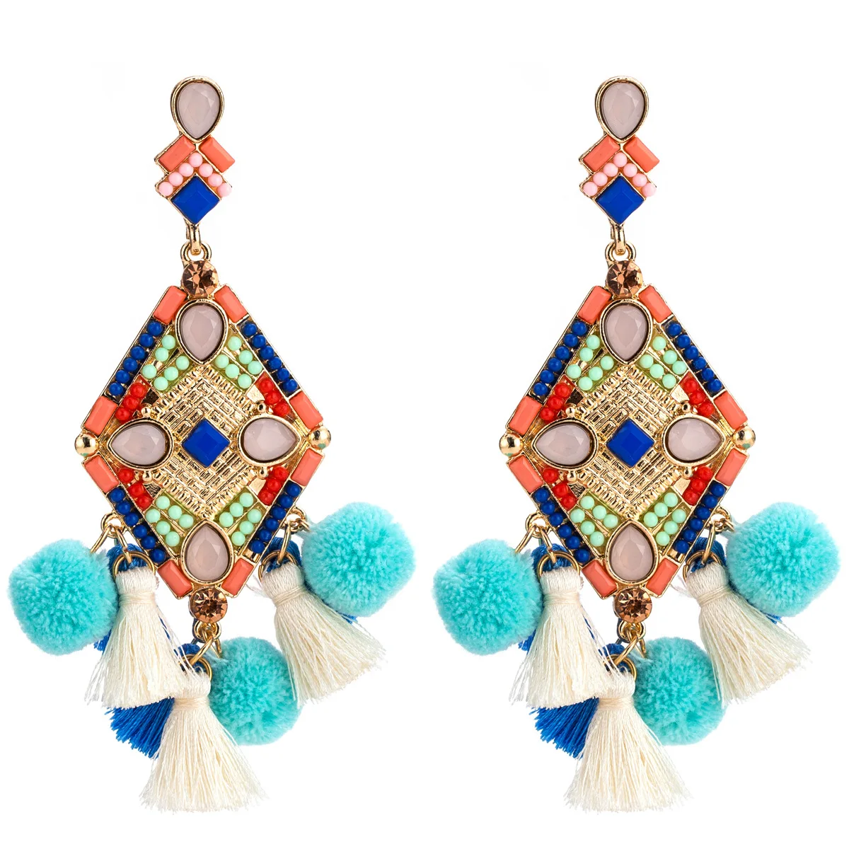 2019 новые этнические серьги с пушистым шариком большая серьга Большой Шарм