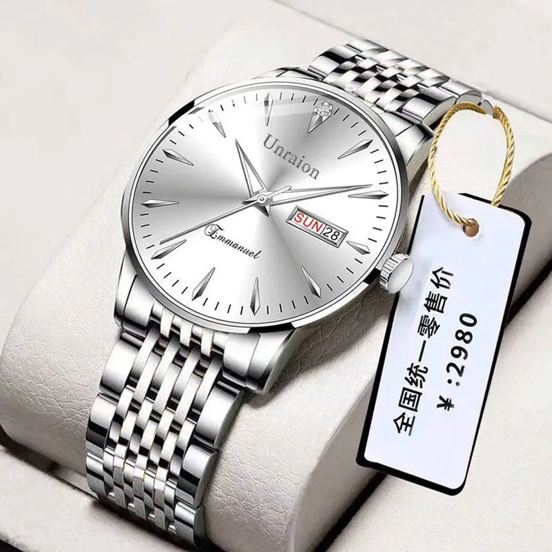 

Оригинальные швейцарские автоматические кварцевые часы, водонепроницаемые светящиеся мужские часы с двойным календарем, простые модные м...