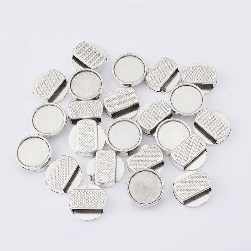 20Pcs 14mm Round Cabochon Base Blank Bezel Setting Flat Spacer Beads For DIY 10x2mm Flat Leather Cord Bracelet Jewelry Making