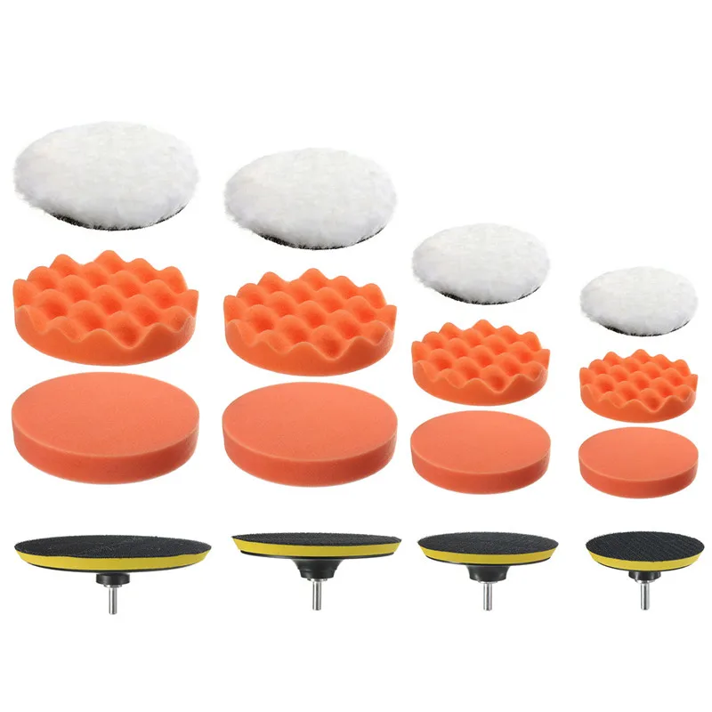 

5inch 5Pcs/set Buffing Polishing Sponge Pad Backer Pad Kit 1 Suction Cup + 1 Wool Felt + 2 Orange Sponge Pads + Screws