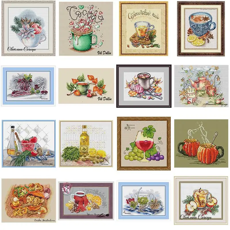 

Fruit Flower Tea Cross Stich Embroidery set Electronic drawing Cross Stich Needlework PDF by Email