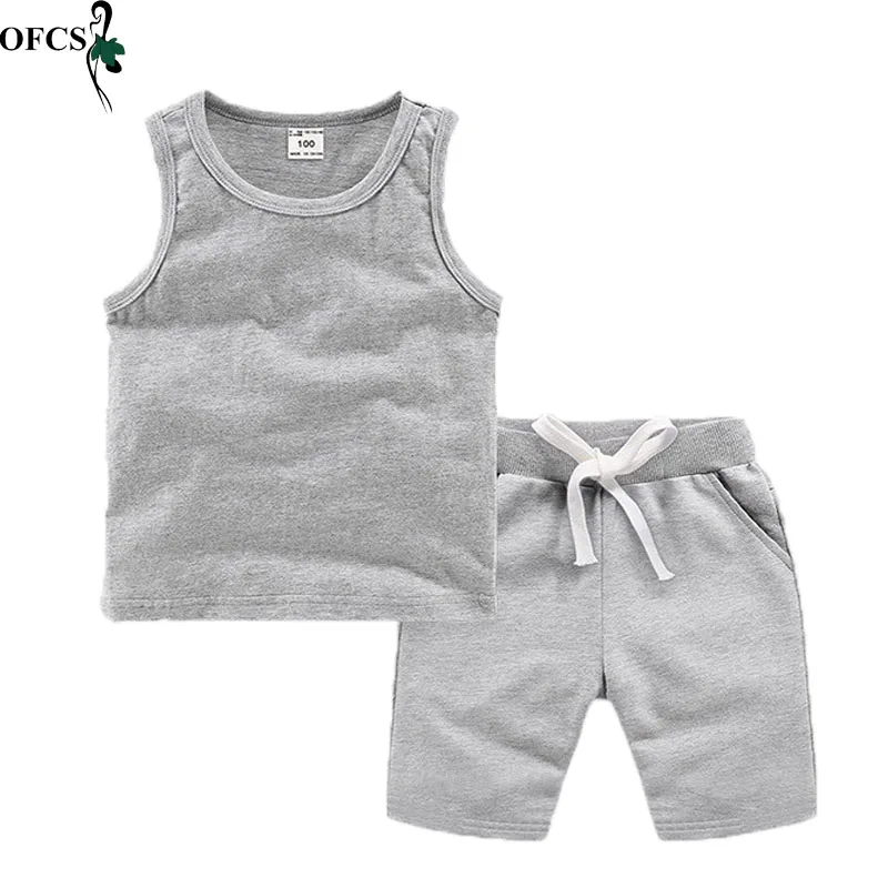 

Summer Children Clothing Sets Pure Color Girls Clothing Sets Vest Top+pant 2Pcs/sets Kids Casual Boys Clothes Sport Suits Outfit