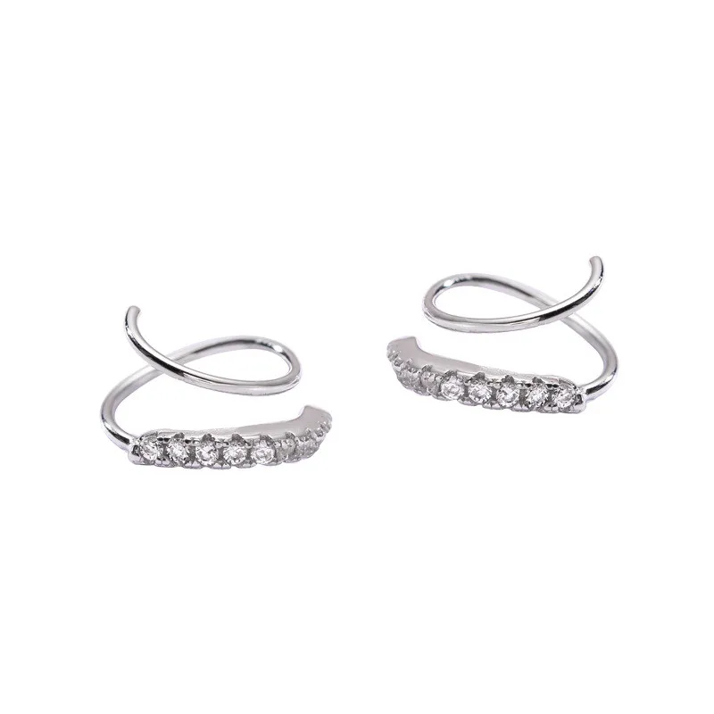 Женские серьги-гвоздики с инкрустацией в виде винтовой ленты Серебро S925 пробы