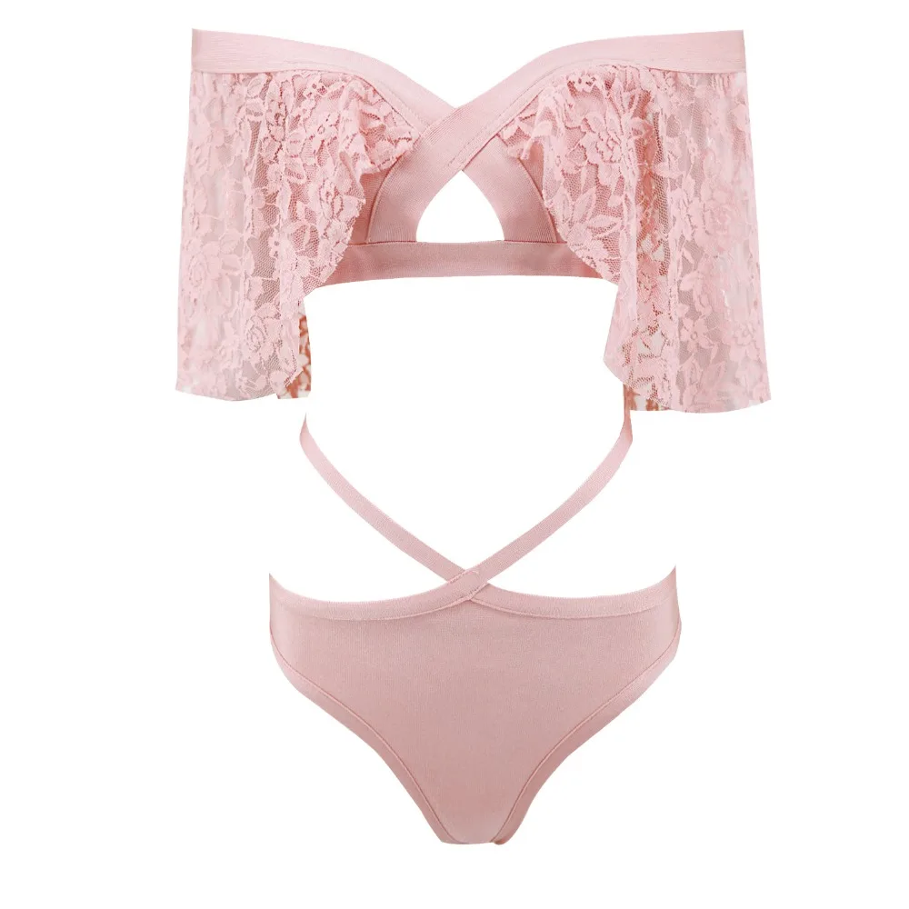 Новые розовые кружевные пляжные боди для плавания сексуальные модные облегающие