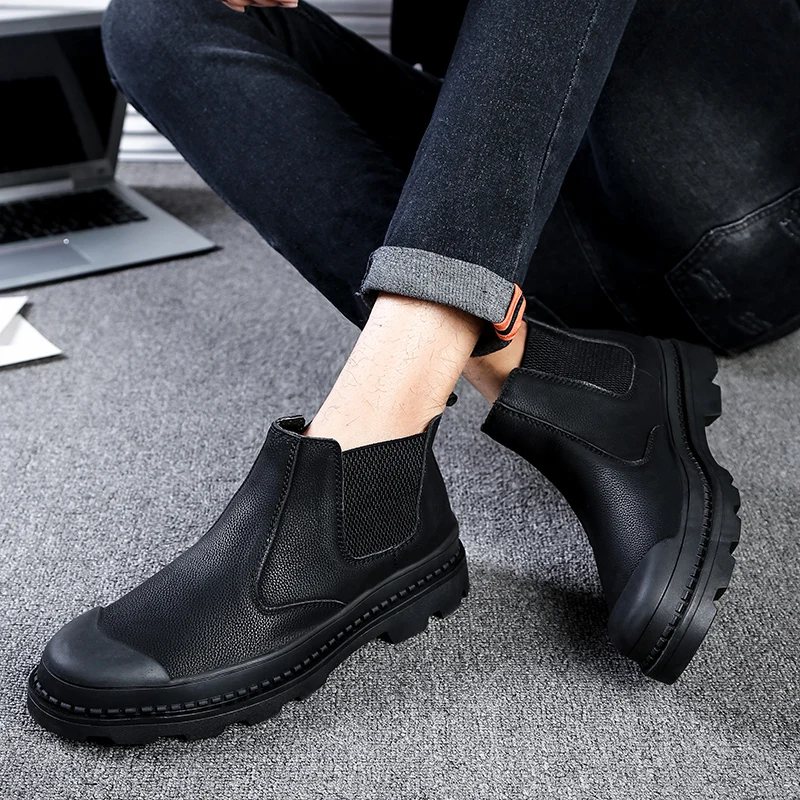 

Casual Fashion Sneakers Men Leather Casual Shoes For Flat Sapato Masculino Black Leisure Fashion Mens Sneaker Man Shoe Spring