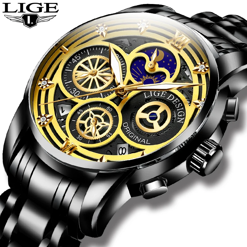 

LIGE Casual Men Watches Luxury Quartz Wristwatch Man 3atm Waterproof Quartz Watch Men‘s Top Brand Chronograph Relogio Masculino