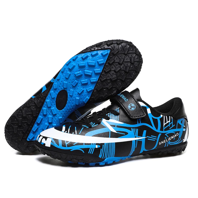 

Kids Blue FG Firm Ground Sole Outdoor Football Boots Shoes Soccer Cleats For Children Training Footwear