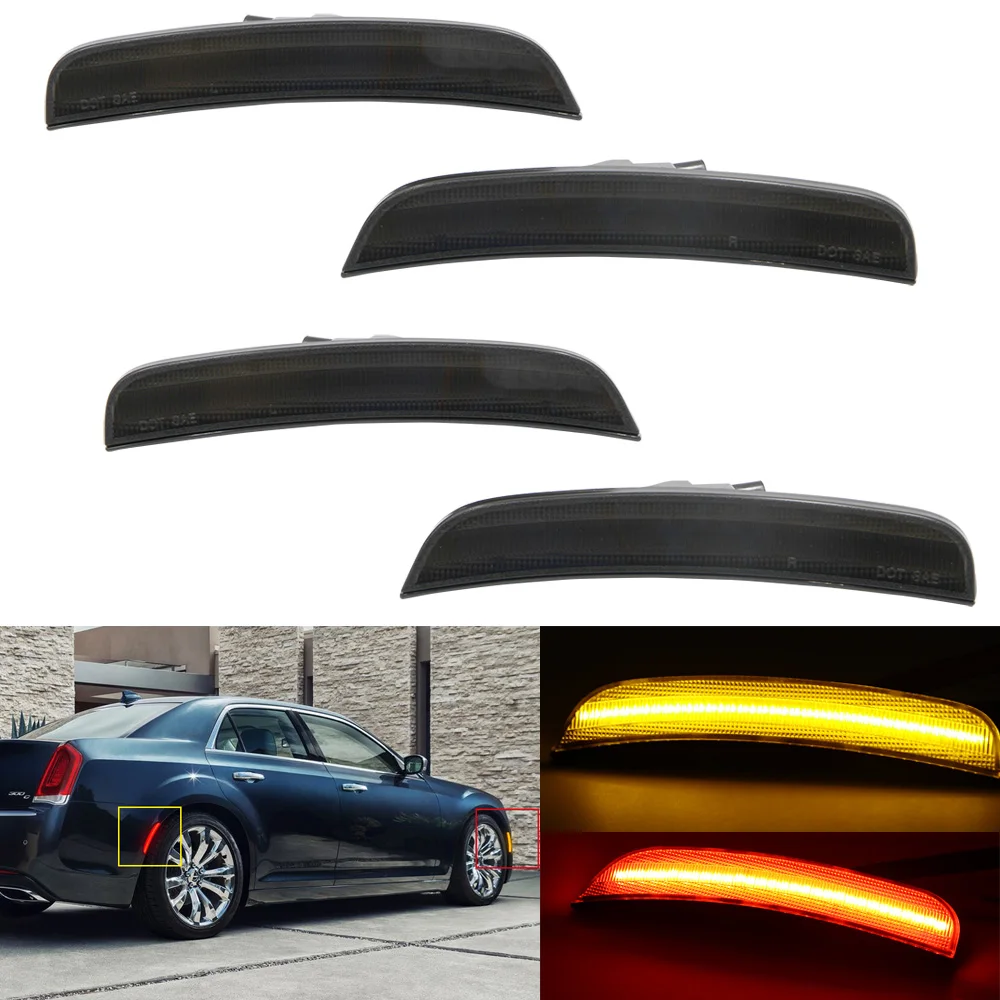 4X Копченый/прозрачные линзы для Jeep Grand Cherokee Chrysler 300 Светодиодный Боковой габаритный фонарь спереди Янтарный задний красный