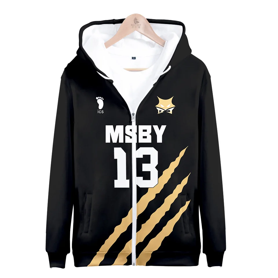 

New Anime Haikyuu Costume 3D Zipper Hoodie Sweatshirt MSBY Volleyball Club Shoyo Hinata Kotaru Bokuto Miya Atsumu 3D Hoody Coats